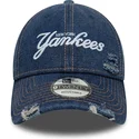 petten-gebogen-blauw-verstelbaar-9twenty-denim-distress-van-new-york-yankees-mlb-van-new-era