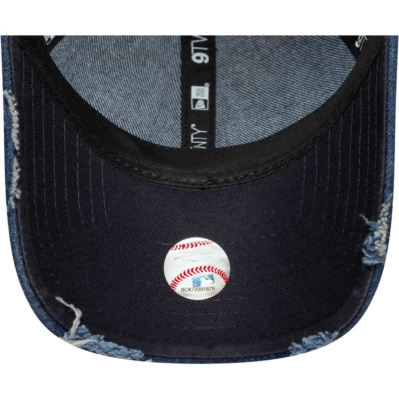 petten-gebogen-blauw-verstelbaar-9twenty-denim-distress-van-new-york-yankees-mlb-van-new-era