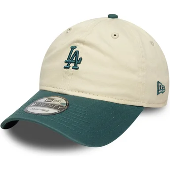 Buet beige og grøn justerbar 9TWENTY Mini Washed kasket fra Los Angeles Dodgers MLB fra New Era