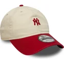 petten-gebogen-beige-verstelbare-band-9twenty-mini-washed-van-new-york-yankees-mlb-van-new-era