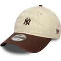 buet-kasket-beige-og-brun-justerbar-9twenty-mini-washed-fra-new-york-yankees-mlb-fra-new-era