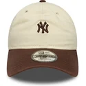 new-era-curved-brim-9twenty-mini-washed-new-york-yankees-mlb-beige-and-brown-adjustable-cap