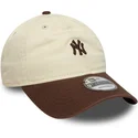 buet-kasket-beige-og-brun-justerbar-9twenty-mini-washed-fra-new-york-yankees-mlb-fra-new-era