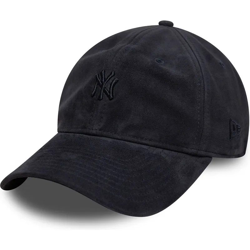 marineblaue-verstellbare-curved-cap-mit-marineblauen-logo-9twenty-suede-der-new-york-yankees-mlb-von-new-era
