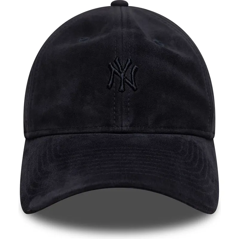 justerbar-marinebla-buet-kasket-med-marineblat-logo-9twenty-suede-fra-new-york-yankees-mlb-fra-new-era