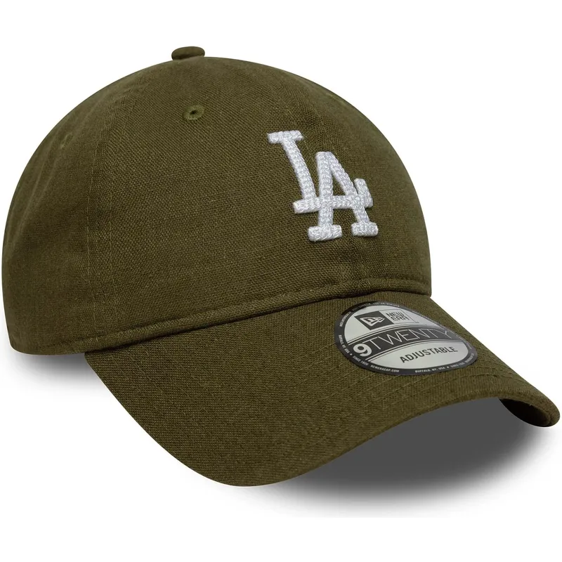 petten-gebogen-groen-verstelbare-band-9twenty-linen-van-los-angeles-dodgers-mlb-van-new-era