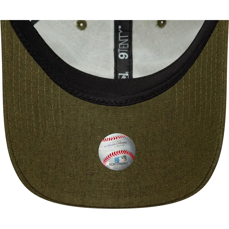grune-verstellbare-curved-cap-9twenty-linen-der-los-angeles-dodgers-mlb-von-new-era