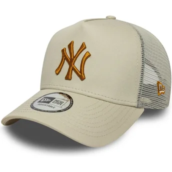 Beige Trucker-Cap mit braunem Logo A Frame League...