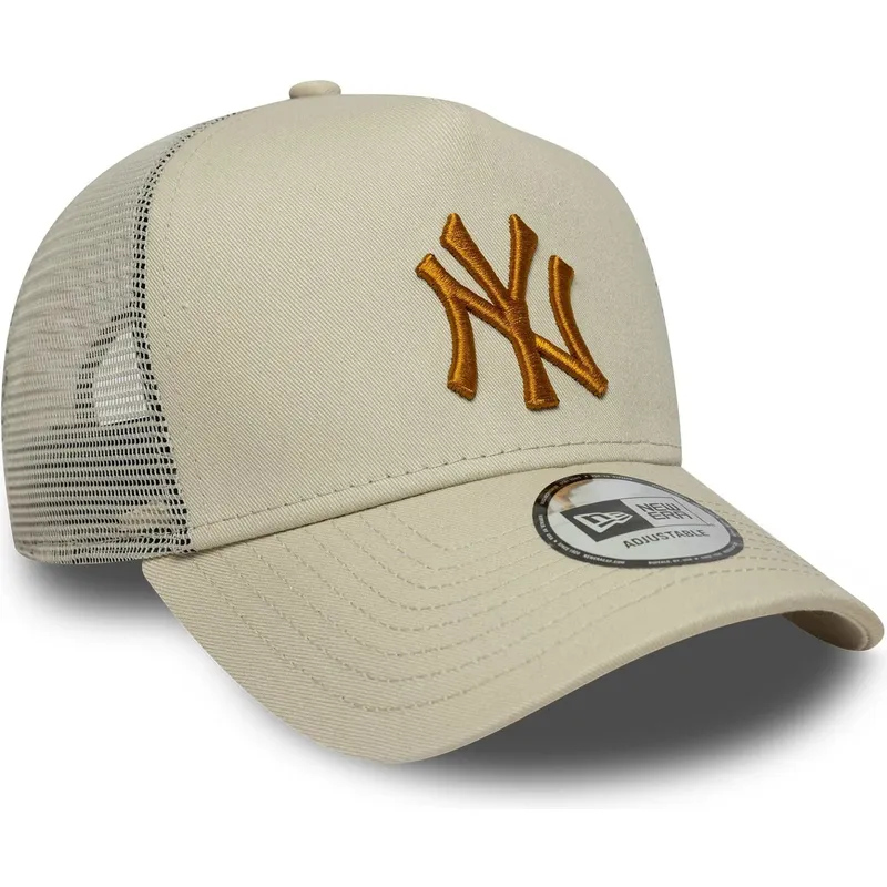 petten-gebogen-beige-snapback-a-frame-league-essential-van-new-york-yankees-mlb-van-new-era