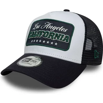 New Era California A Frame Location Cities and Beaches Los Angeles White and Navy Blue Trucker Hat