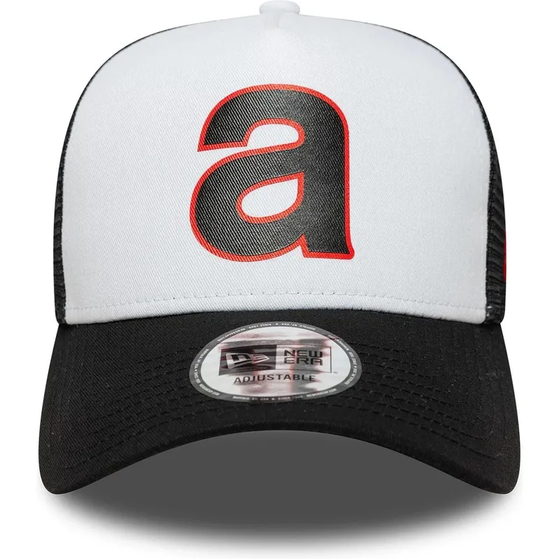 weisse-und-schwarze-e-frame-trucker-cap-von-aprilia-piaggio-von-new-era