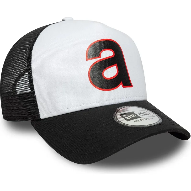weisse-und-schwarze-e-frame-trucker-cap-von-aprilia-piaggio-von-new-era