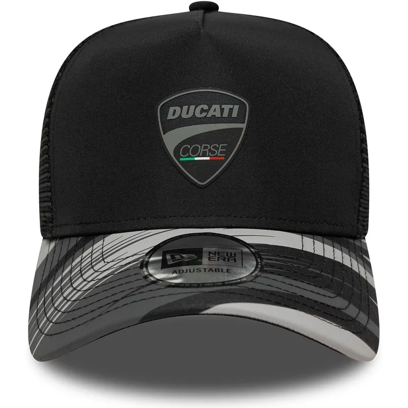 cappellino-trucker-nero-e-frame-print-di-ducati-motor-motogp-di-new-era