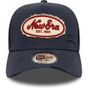 petten-gebogen-marineblauw-snapback-a-frame-oval-canvas-distress-van-new-era