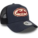 petten-gebogen-marineblauw-snapback-a-frame-oval-canvas-distress-van-new-era