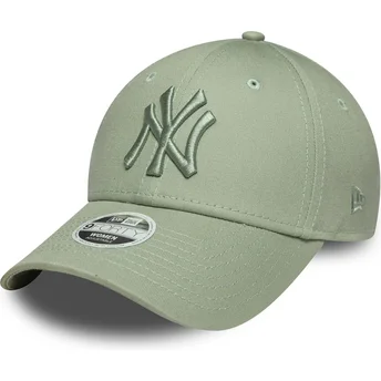Zielona jasna regulowana czapka z daszkiem z zielonym logo dla kobiet 9FORTY League Essential New York Yankees MLB New Era