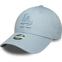 lysebla-justerbar-kurvet-kasket-med-blat-logo-til-kvinder-9forty-metallic-logo-fra-los-angeles-dodgers-mlb-fra-new-era