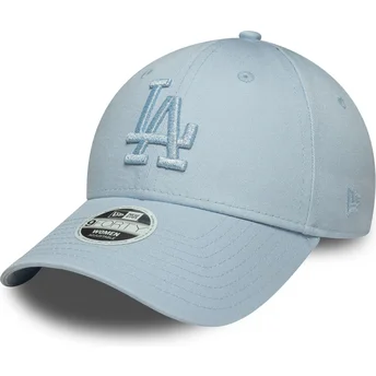Gorra curva azul claro ajustable con logo azul para mujer 9FORTY Metallic Logo de Los Angeles Dodgers MLB de New Era