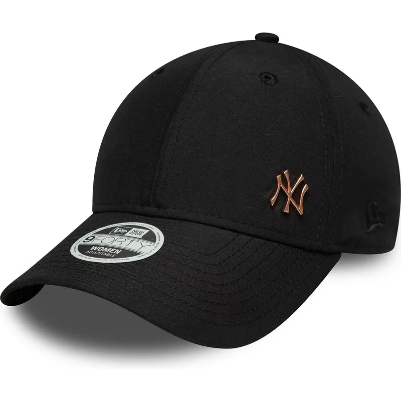 cappellino-curvo-nero-regolabile-con-logo-bronzo-da-donna-9forty-flawless-dei-new-york-yankees-mlb-di-new-era