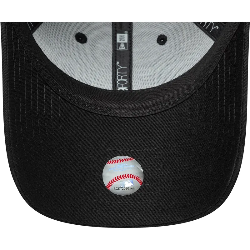 svart-justerbar-kurvad-keps-for-dam-9forty-sequin-wordmark-fran-los-angeles-dodgers-mlb-av-new-era