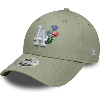 Petten gebogen groen verstelbare band 9FORTY Floral Icon van Los Angeles Dodgers MLB van New Era
