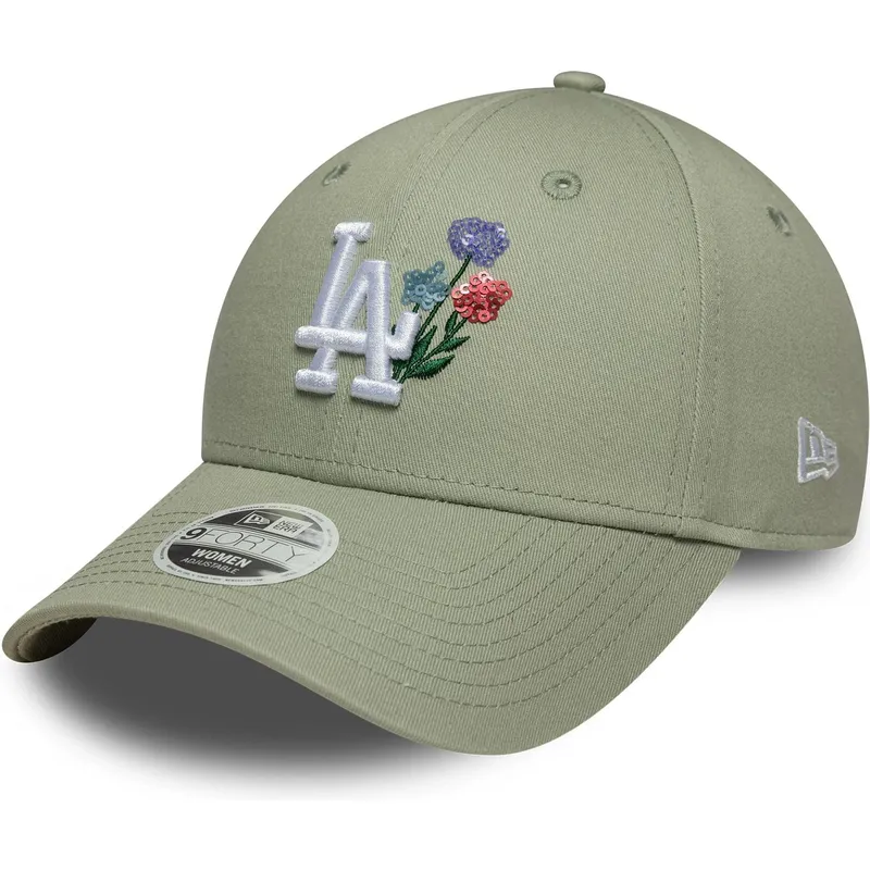 petten-gebogen-groen-verstelbare-band-claro-9forty-floral-icon-van-los-angeles-dodgers-mlb-van-new-era