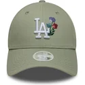petten-gebogen-groen-verstelbare-band-claro-9forty-floral-icon-van-los-angeles-dodgers-mlb-van-new-era