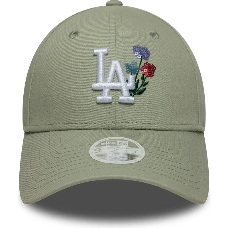 petten-gebogen-groen-verstelbaar-9forty-floral-icon-van-los-angeles-dodgers-mlb-van-new-era