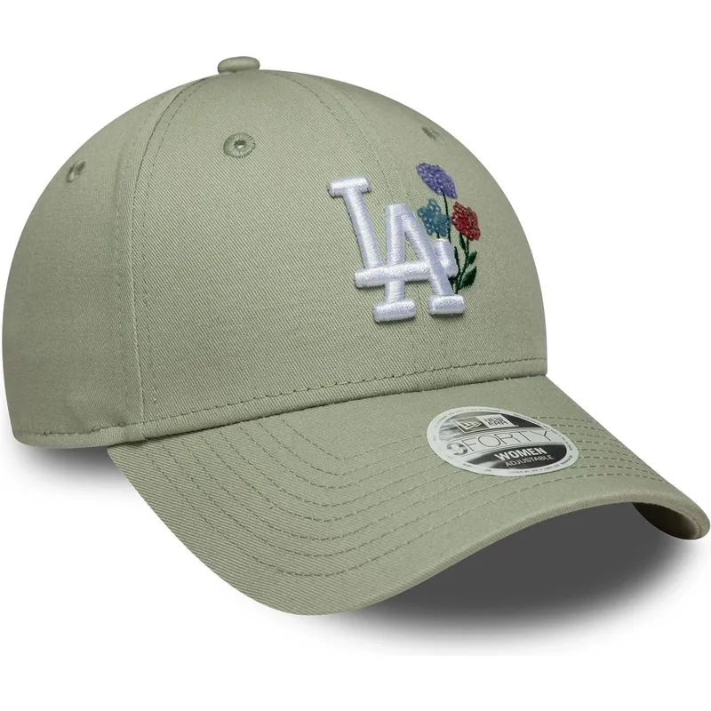 hellgrune-gebogene-verstellbare-damenkappe-9forty-floral-icon-der-los-angeles-dodgers-mlb-von-new-era