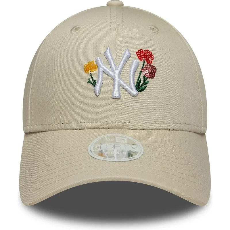 bojd-beige-justerbar-keps-for-dam-9forty-floral-icon-fran-new-york-yankees-mlb-av-new-era