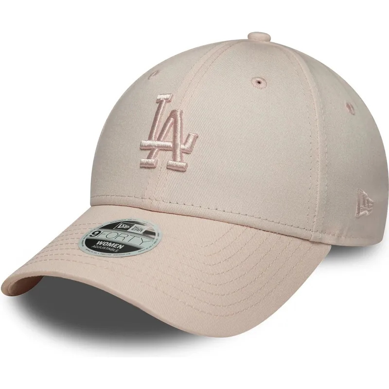 new-era-curved-brim-women-pink-logo-9forty-league-essential-midi-los-angeles-dodgers-mlb-pink-adjustable-cap