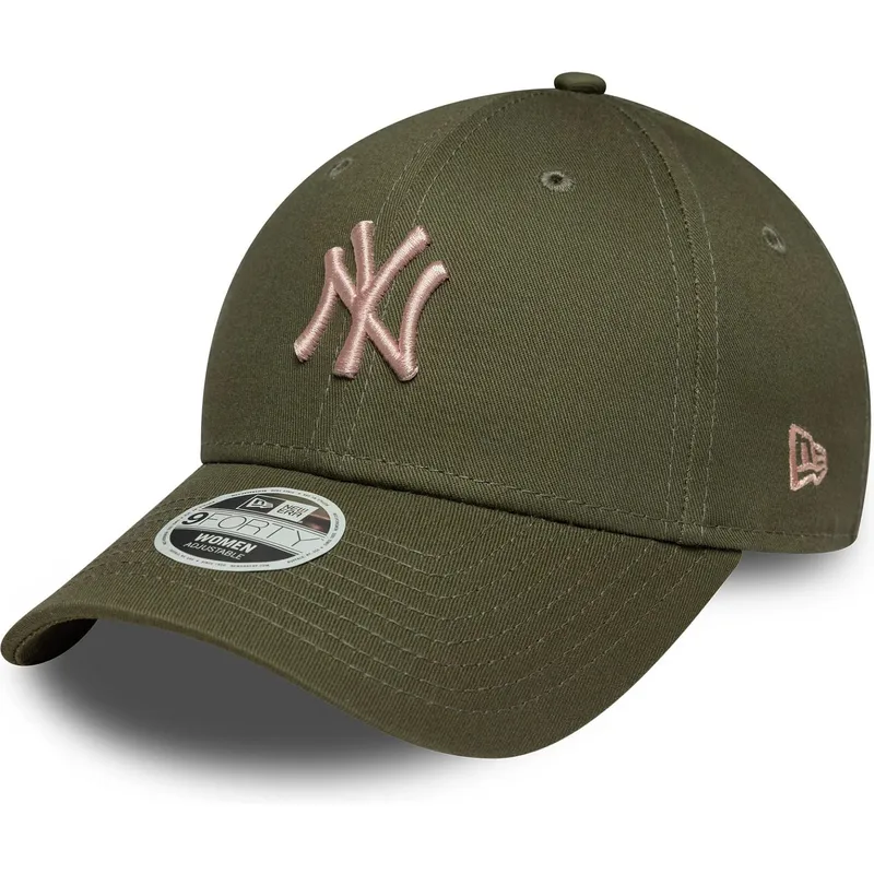 cappellino-curvo-verde-regolabile-con-logo-rosa-da-donna-9forty-league-essential-midi-dei-new-york-yankees-mlb-di-new-era