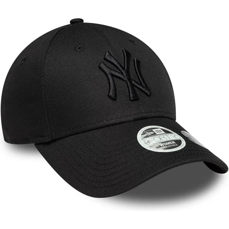 svart-bojd-justerbar-keps-med-svart-logotyp-for-dam-9forty-bow-back-fran-new-york-yankees-mlb-av-new-era