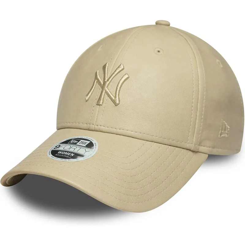 casquette-courbee-beige-ajustable-avec-logo-beige-pour-femme-9forty-pu-new-york-yankees-mlb-new-era