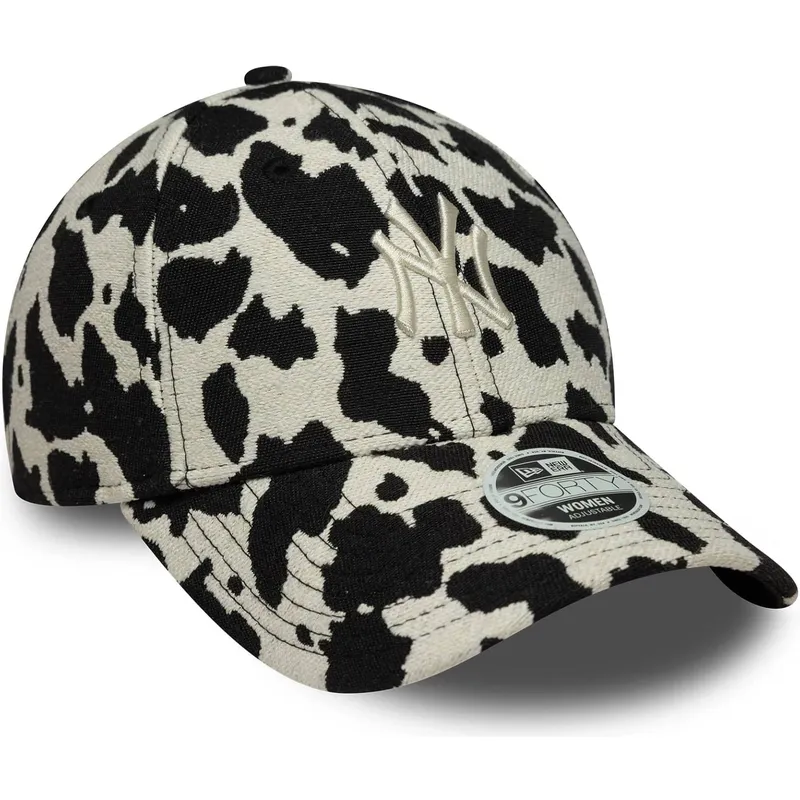 cappellino-curvo-nero-e-bianco-regolabile-da-donna-9forty-cow-midi-dei-new-york-yankees-mlb-di-new-era