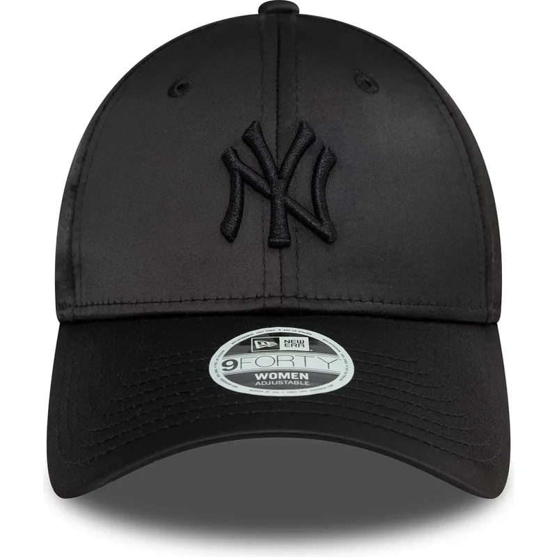 schwarze-gebogene-snapback-kappe-mit-schwarzem-logo-fur-damen-9forty-satin-der-new-york-yankees-mlb-von-new-era