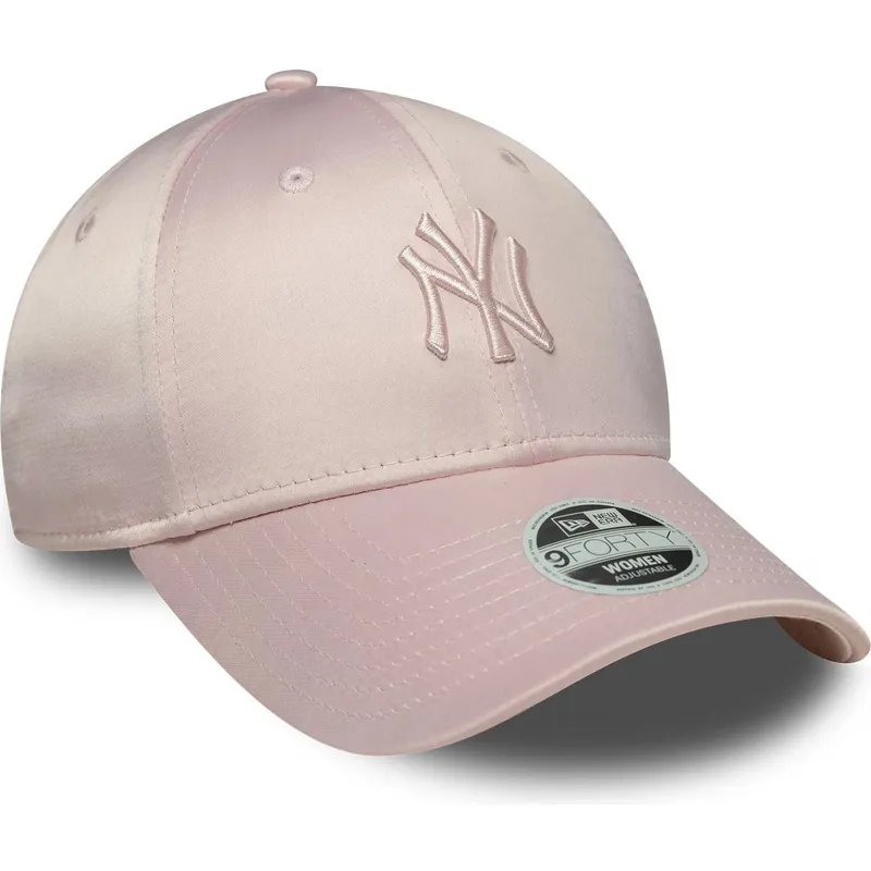 petten-gebogen-roze-verstelbare-band-9forty-satin-van-new-york-yankees-mlb-van-new-era
