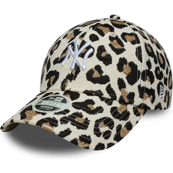 Böjd keps leopard justerbar för dam 9FORTY Midi New York Yankees MLB New Era