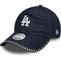new-era-curved-brim-women-9twenty-denim-stitch-los-angeles-dodgers-mlb-navy-blue-adjustable-cap