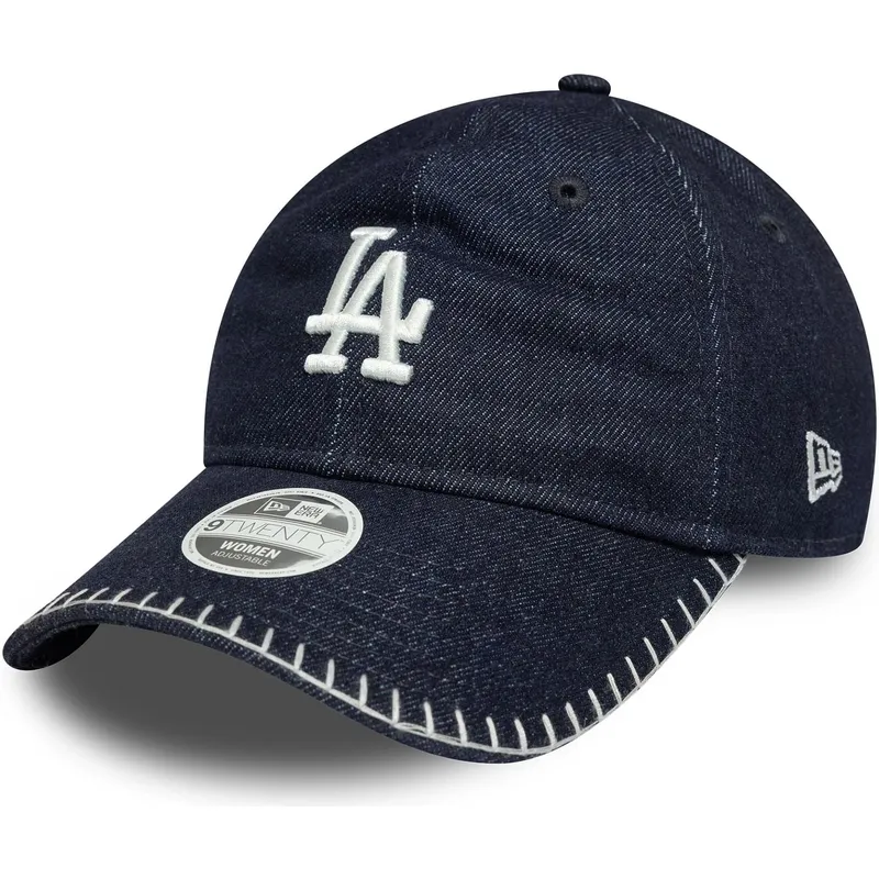petten-gebogen-marineblauw-verstelbare-band-9twenty-denim-stitch-van-los-angeles-dodgers-mlb-van-new-era