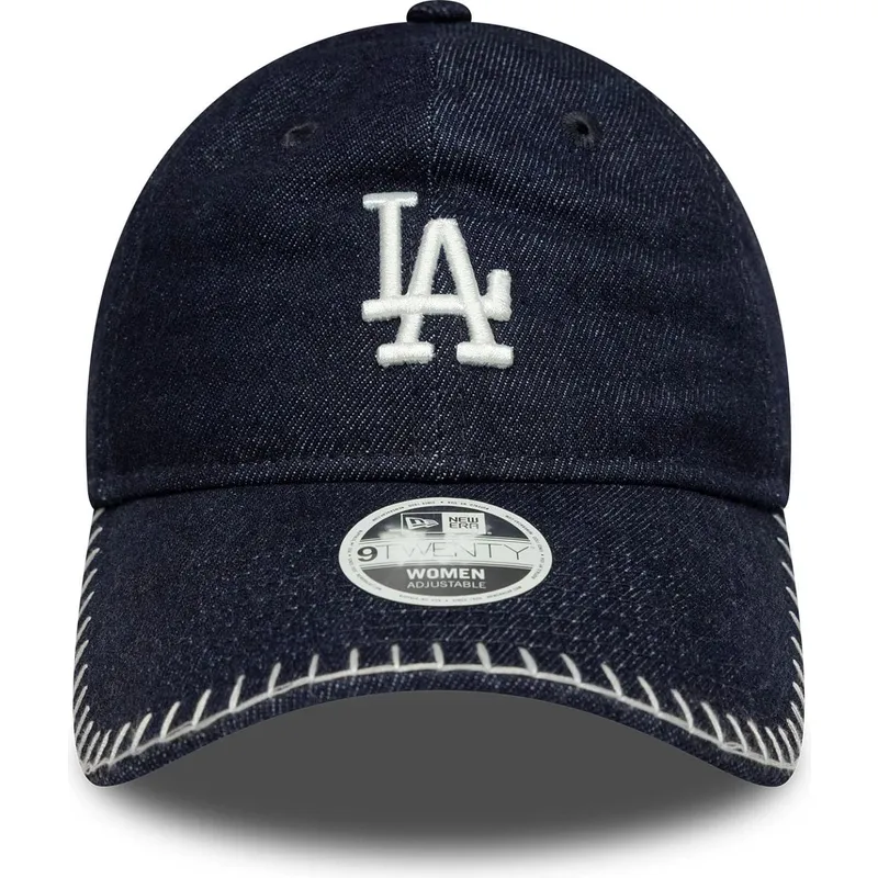 casquette-courbee-bleue-marine-ajustable-pour-femme-9twenty-denim-stitch-los-angeles-dodgers-mlb-new-era