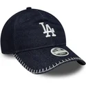 petten-gebogen-marineblauw-verstelbare-band-9twenty-denim-stitch-van-los-angeles-dodgers-mlb-van-new-era