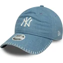 gorra-curva-azul-ajustable-para-mujer-9twenty-denim-stitch-de-new-york-yankees-mlb-de-new-era