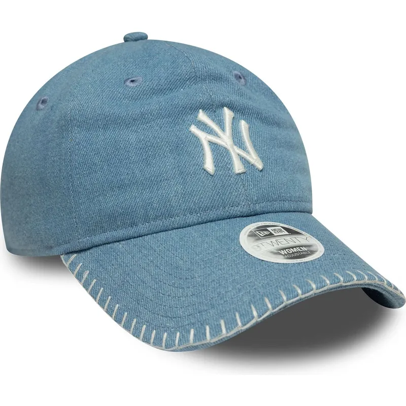 cappellino-curvo-blu-regolabile-da-donna-9twenty-denim-stitch-dei-new-york-yankees-mlb-di-new-era
