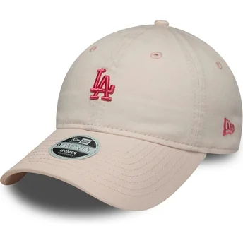 Petten gebogen roze verstelbaar 9TWENTY Washed Mini van Los Angeles Dodgers MLB van New Era