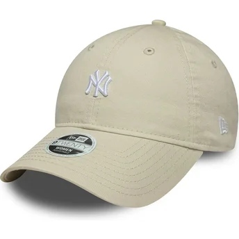 Petten gebogen beige verstelbaar 9TWENTY Washed Mini van New York Yankees MLB van New Era