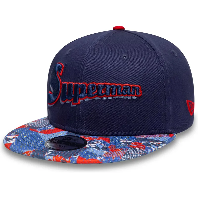 petten-plat-marineblauw-snapback-voor-kinderen-9fifty-van-superman-dc-comics-van-new-era