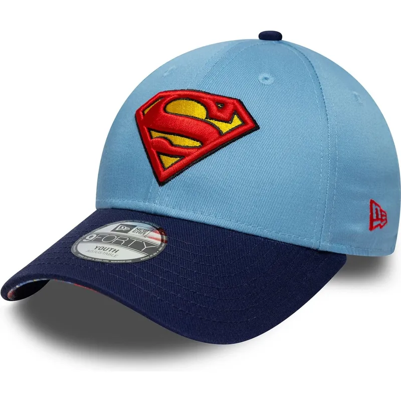 cappellino-curvo-blu-regolabile-per-bambino-9forty-di-superman-dc-comics-di-new-era