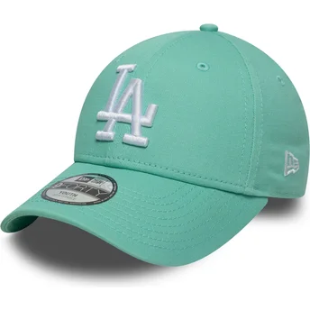 Petten gebogen groen verstelbare band voor kinderen 9FORTY League Essential van Los Angeles Dodgers MLB van New Era
