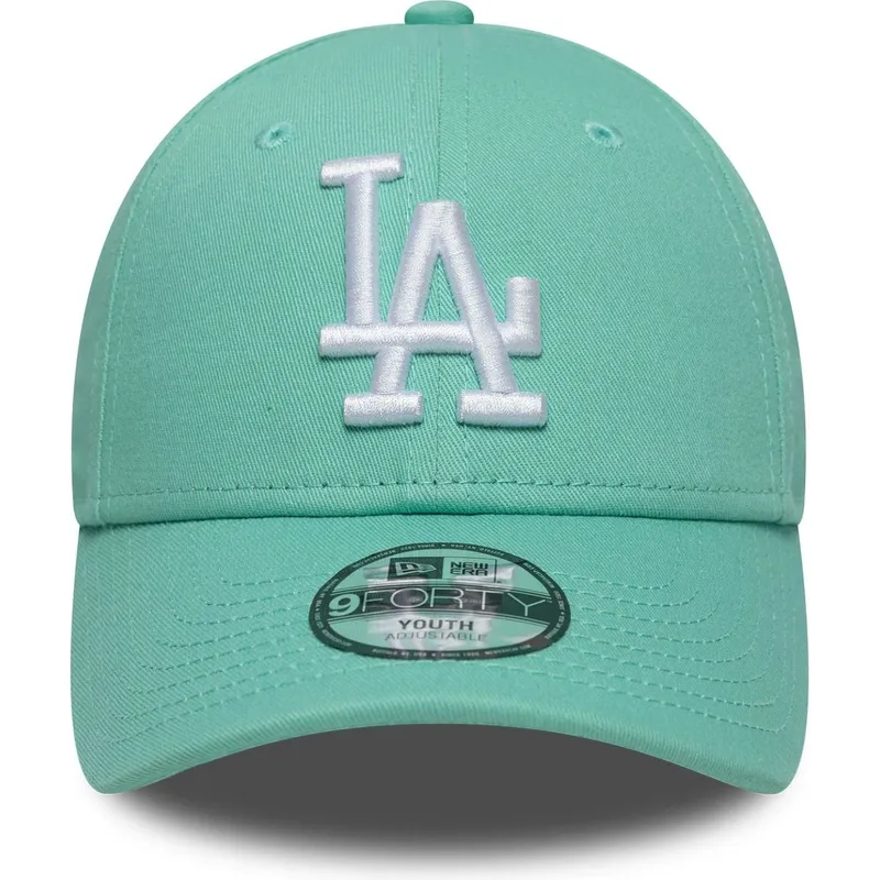 petten-gebogen-groen-verstelbaar-voor-kinderen-9forty-league-essential-van-los-angeles-dodgers-mlb-van-new-era
